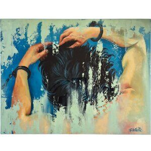 “You Belong To Me” Oil on wood panel with Resin Coating 16 x 12 x 1.5”